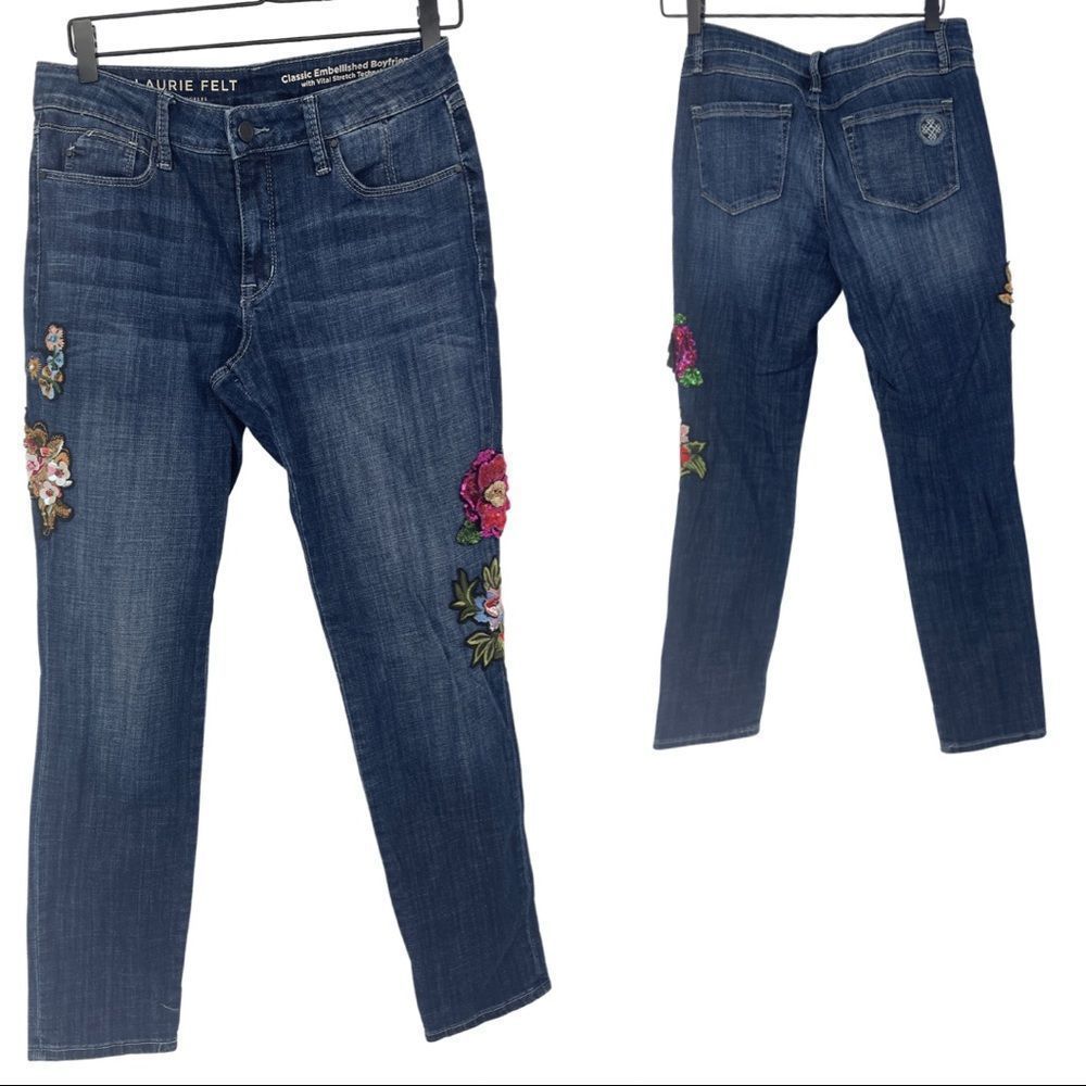 Laurie Felt LA Embroidered Boyfriend Jeans – Size 4